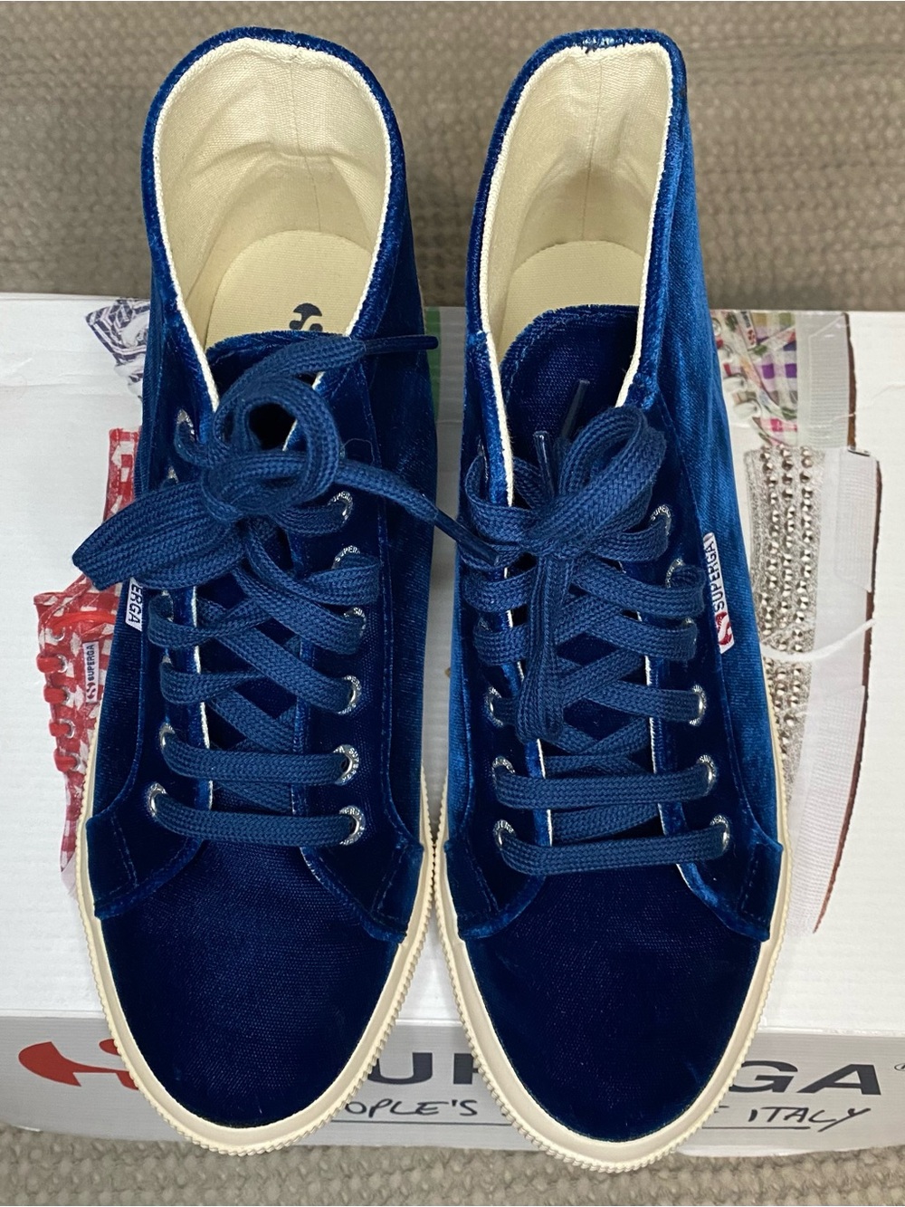 Superga Velvet High Top Sneaker Blue